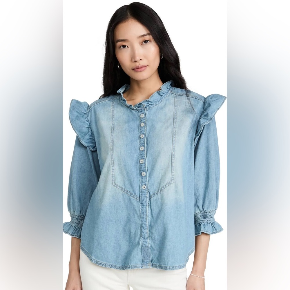 Free People Louise Denim Top